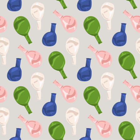 Deflated balloons seamless pattern background for wallpaper, wrapping, packing. Festive decorative elements. Vector illustrationのイラスト素材