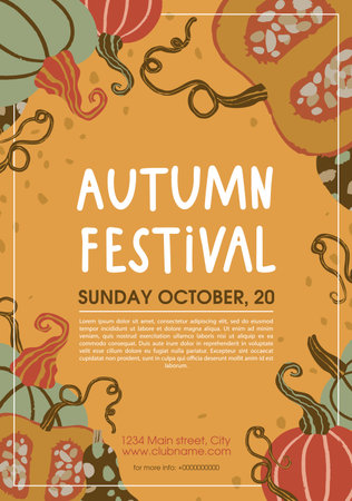 Autumn, Fall, Thanksgiving day backgrounds with leaves and pumpkin. Vector templates poster, invitation, cardのイラスト素材