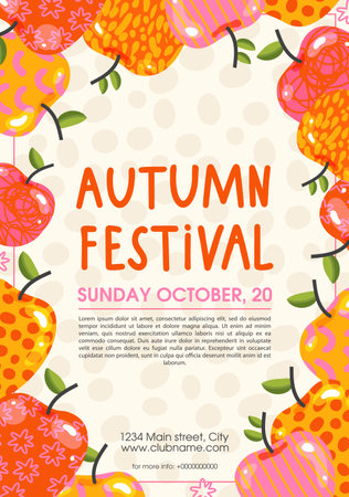 Autumn, Fall, Thanksgiving day backgrounds with leaves and apples. Vector templates poster, invitation, cardのイラスト素材