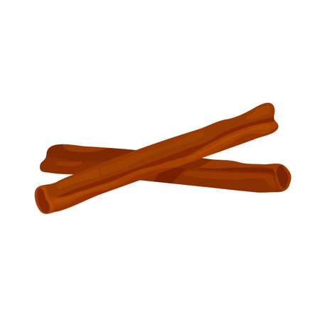 Two cinnamon sticks are shown on a white background. Vector illustration.のイラスト素材