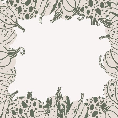 Frame of minimalistic pumpkins in Scandinavian style, good for thematic emblem, banner, calligraphy poster, greeting card.のイラスト素材