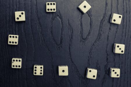 dice game on wooden background