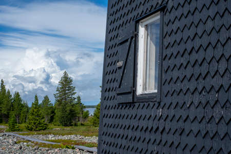 Northern Sweden Archipelago Stor-Rabben Lighthouse and Navigation House Isolated on a Island Outside of Pitea In Beautiful Scandinavian Nature Reserve.の写真素材