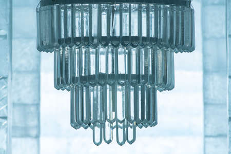 Jukkasjarvi, Sweden - April 2020: Art details at Icehotel in Jukkasjarvi beautiful art suite and...