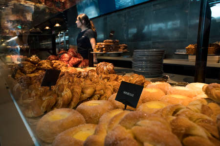 Gothenburg, Sweden - July 2020: A display in a store filled with lots of food.のeditorial素材