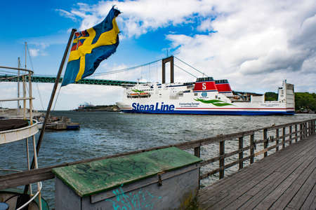 GOTHENBURG, SWEDEN - JUNE 30, 2019: Gothenburg Scenery of Stena Line ship leaving Gothenburg harbor...