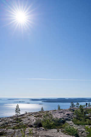 Stunning View of Skuleskogen National park and Sweden High Coast idyllic Wilderness near Archipelago of Baltic Sea. Famous Weekend escape with Steep mountains and deep Canyons.の写真素材