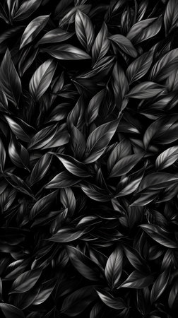 This image features an abundant collection of sleek, dark green leaves, creating a lush and vibrant backdrop.の素材