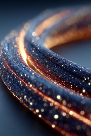 A captivating close-up shot showcasing a textured fabric illuminated by golden threads, highlighting a dynamic and vibrant pattern.の素材