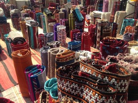 Different Morrocan Carpets on marketの写真素材