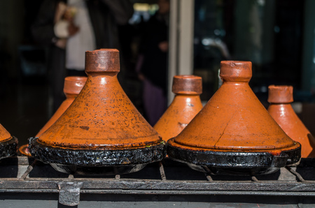 Close-up tagines in Marrakech Morocco.の写真素材
