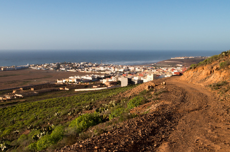 View over Sidi Ifni from a nearby hill.の写真素材