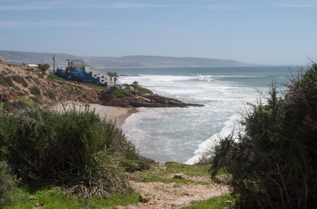 View towards Anchor Point near Taghazout in Morocco.の写真素材
