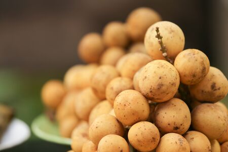 Thai langsat fruits on dish colse upの写真素材