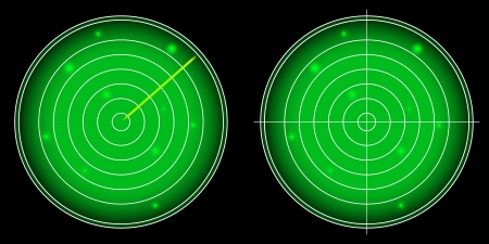 Glowing Radar Screen with Luminous Targets vector illustrationのイラスト素材