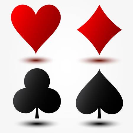 Playing Cards Suits with Shadows  Vector Illustrationのイラスト素材