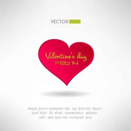 Red heart icon with valentines text and date on it. Love concept. Vector illustrationのイラスト素材