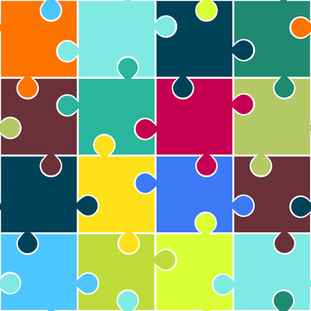 Puzzle seamless pattern. Teamwork concept background. Vector illustrationのイラスト素材