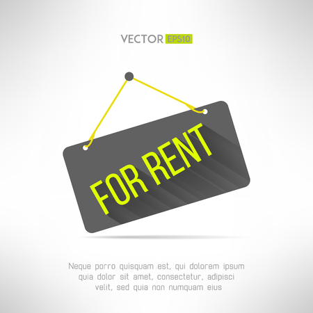 For rent sign made in modern flat design with long shadow. Property rental concept. Real estate offer symbol. Vector illustrationのイラスト素材