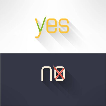 Yes and no button checkmark in modern flat design. Acceptance and denial signs. Vector illustrationのイラスト素材