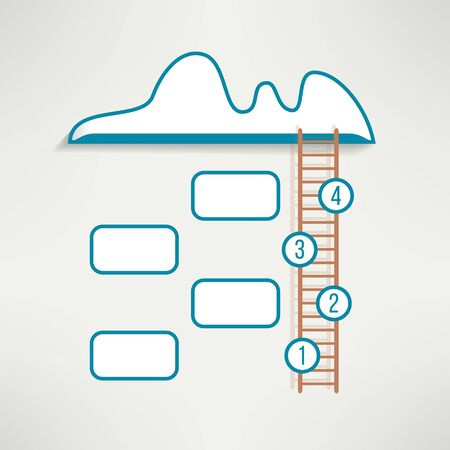 Cloud with ladder simple clean infographics design. Business four steps background. Vector illustration.のイラスト素材
