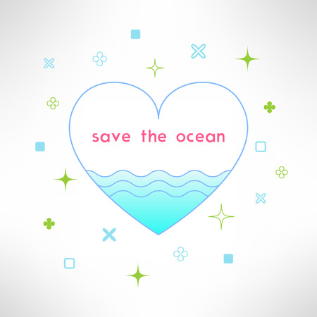 Vector save the ocean background in modern flat design. Sea ecology design element.のイラスト素材