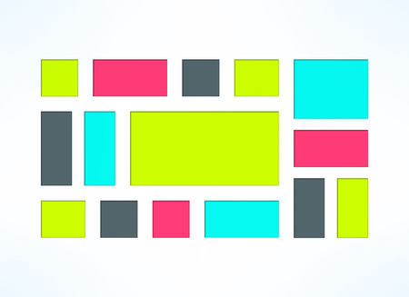Vector colorful embedded frames set. Sunken rectangles collection suitable for web design or...