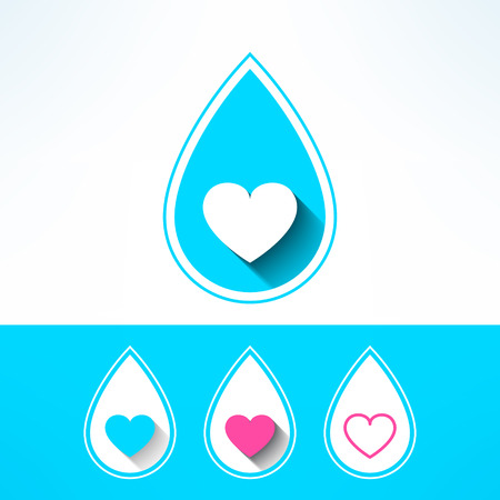 Vector water drop made in modern flat design. Organic and ecology concept element with long shadow.のイラスト素材