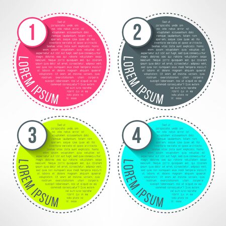 Vector bright infographic template in modern flat design suitable for business presentations and reports. Four steps process with long shadows.のイラスト素材