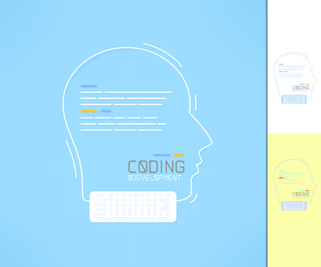 Coder and developer profile. Programmer silhouette. Coding and development concept.のイラスト素材
