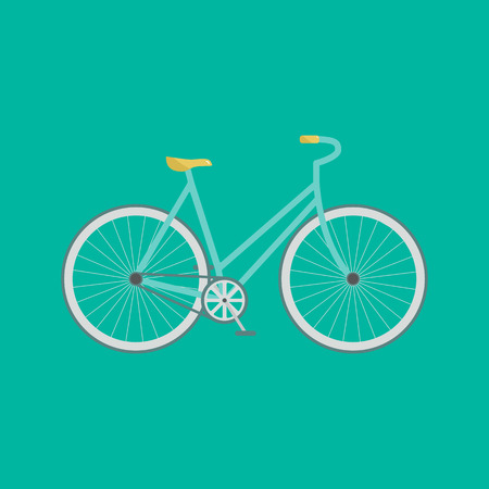 Stylish bicycle. Minimalistic flat bicycle illustration. Retro Illustration Bicycle. Vector modern flat illustration of stylish bicycle on green background isolated.のイラスト素材