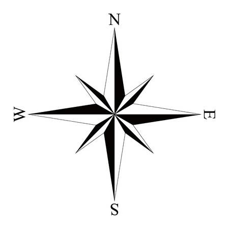 Black wind rose compass isolated on whiteのイラスト素材