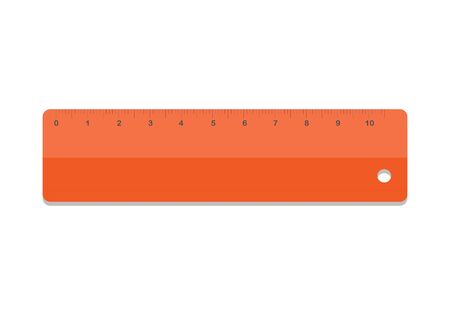 Ruler icon vector illustration. School icon symbol ruler education equipment. Orange ruler tool.のイラスト素材