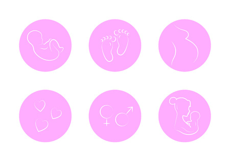 Vector Icon. Pregnant woman. Childbirth and child care. Mother love.のイラスト素材