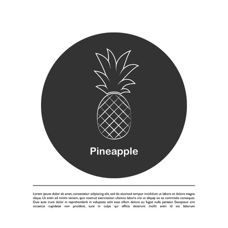 Pineapple Minimalistic Sign Design. Exotic tropical summer fruit. Vector black and white illustration. Trendy line graphic element for your design.のイラスト素材