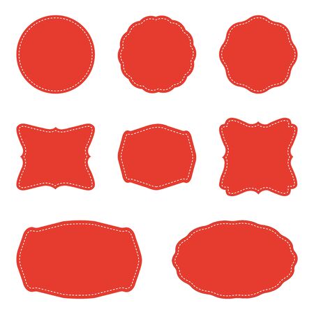 Red Blank Round Label. Labels and Badges. Vintage Frame. Isolated Vector Illustrationのイラスト素材