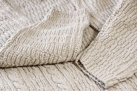 hand-knit texture white wool sweaterの写真素材