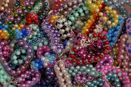 multi-colored necklace of beads