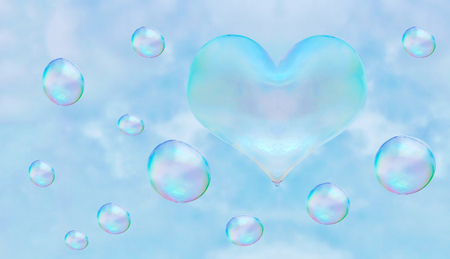 a heart-shaped soap bubble. light relations in love is not obligatory flirting.