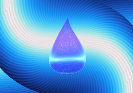 a drop of water symbol H2O . 3D illustration. water resources, ecology, clean water, drinking water, water reservesの写真素材