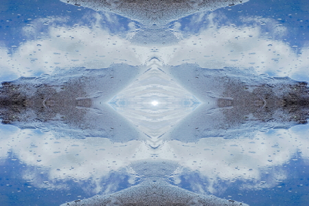 water crystal. river sand clouds are reflected in the water concept ecology water protection, water...