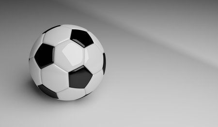 soccer ball black and white game background 3d render close upの写真素材
