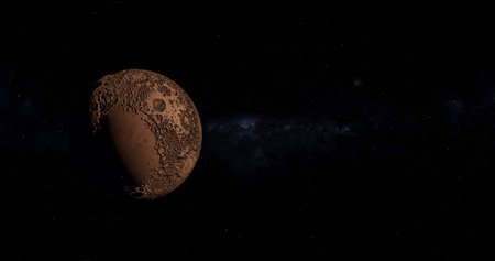 3d render, moon with milky way backgroundの写真素材