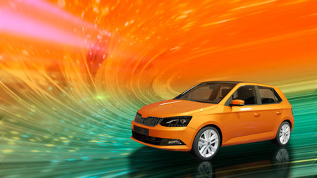 orange car fresh air ecological clean. 3d renderingの写真素材