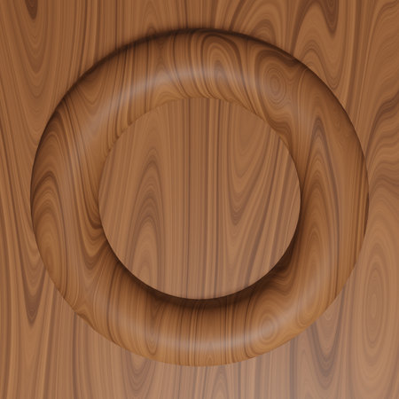 round wooden frame background with empty space for text, 3d renderの写真素材