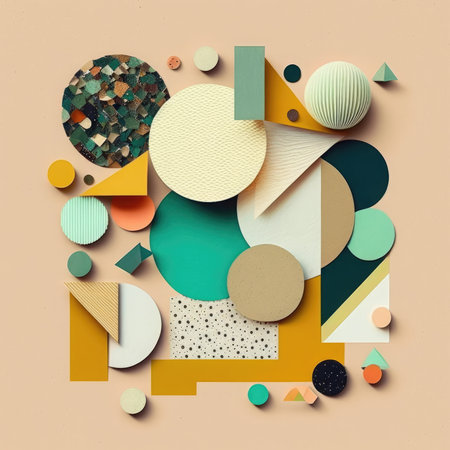 flat abstract background of simple shapes with a texture of a warm range of colors. simple feeling conceptの素材