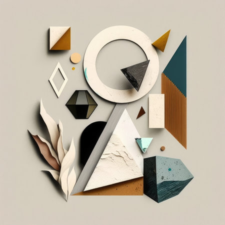 flat abstract background of simple shapes with a texture of a warm range of colors. simple geology conceptの素材