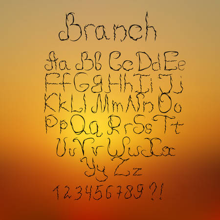 branch style font on the sunset backgroundのイラスト素材