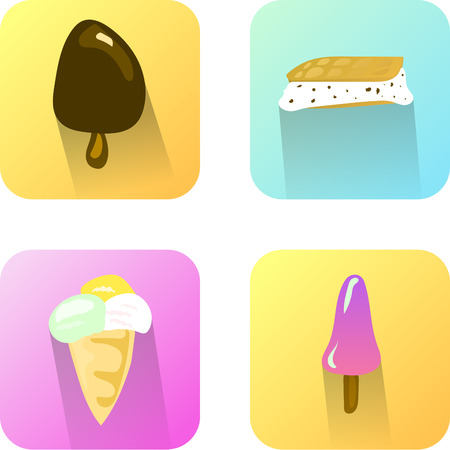 Set of flat icons with ice creamのイラスト素材