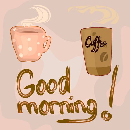 Good morning card for design.Cup of coffeeのイラスト素材